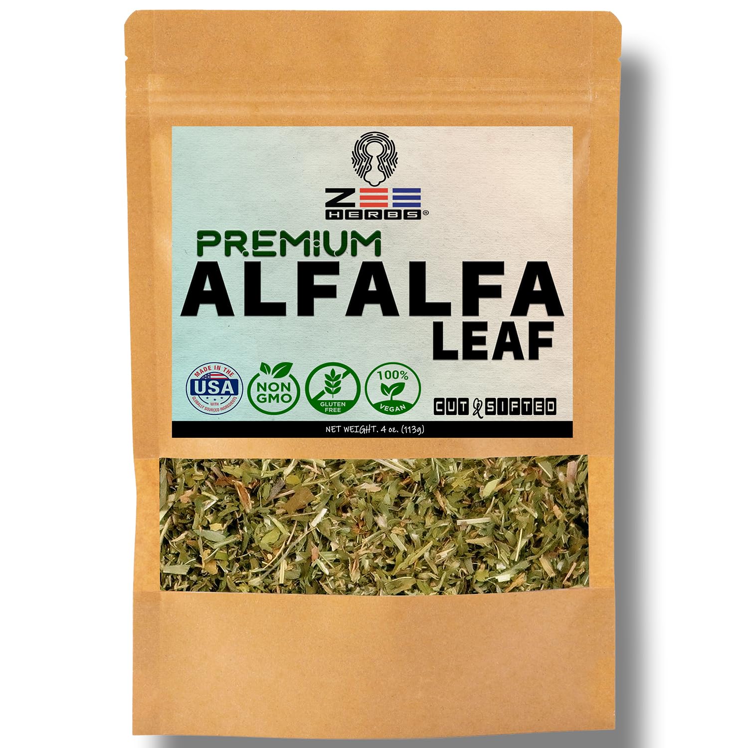 ZeeHERBS Premium Alfalfa Leaf 4 oz. (113g) Pack
