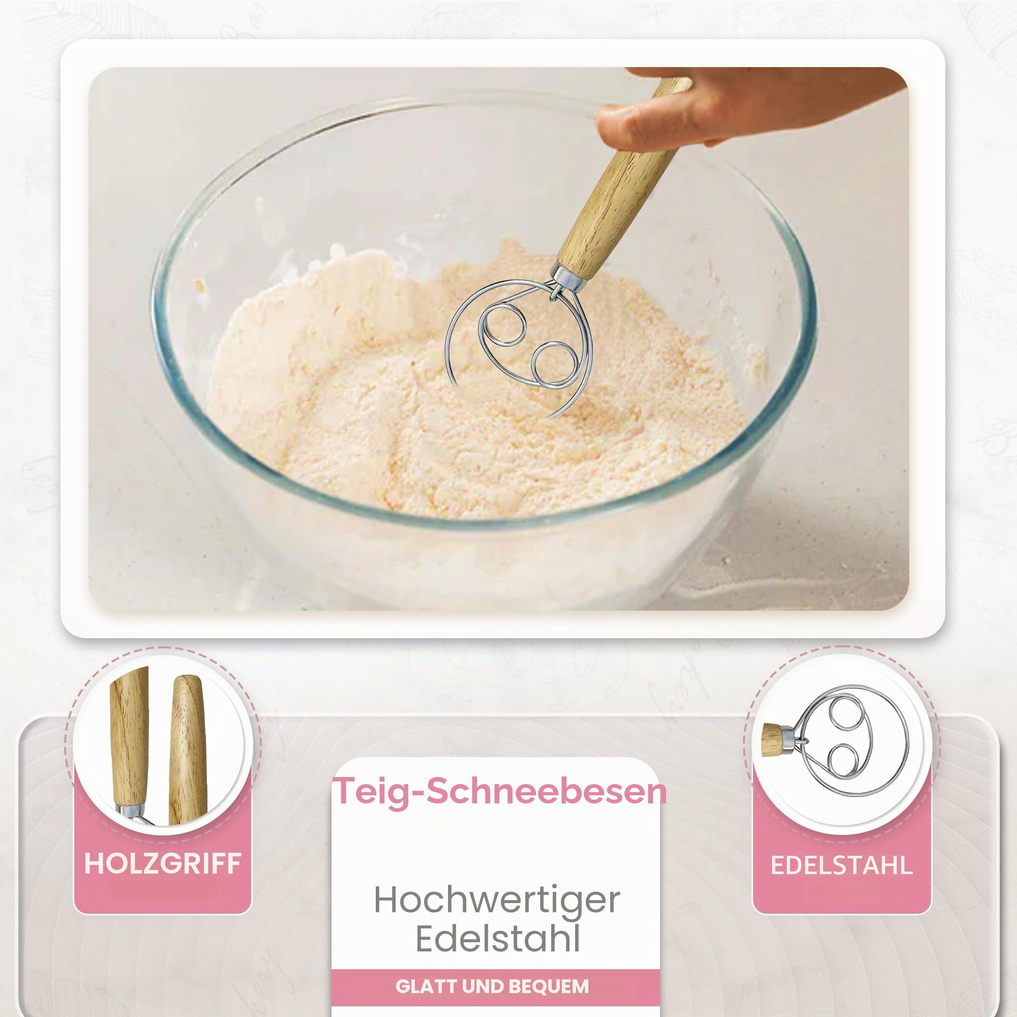 Sauerteig-Starter-Set, Sauerteig-Brot-Backzubehör, 1,2 l Starterglas, 22,9 cm rund und 26,7 cm, ovale Banneton-Brotgärkörbe, Brotbackwerkzeug, Premium, Rosa