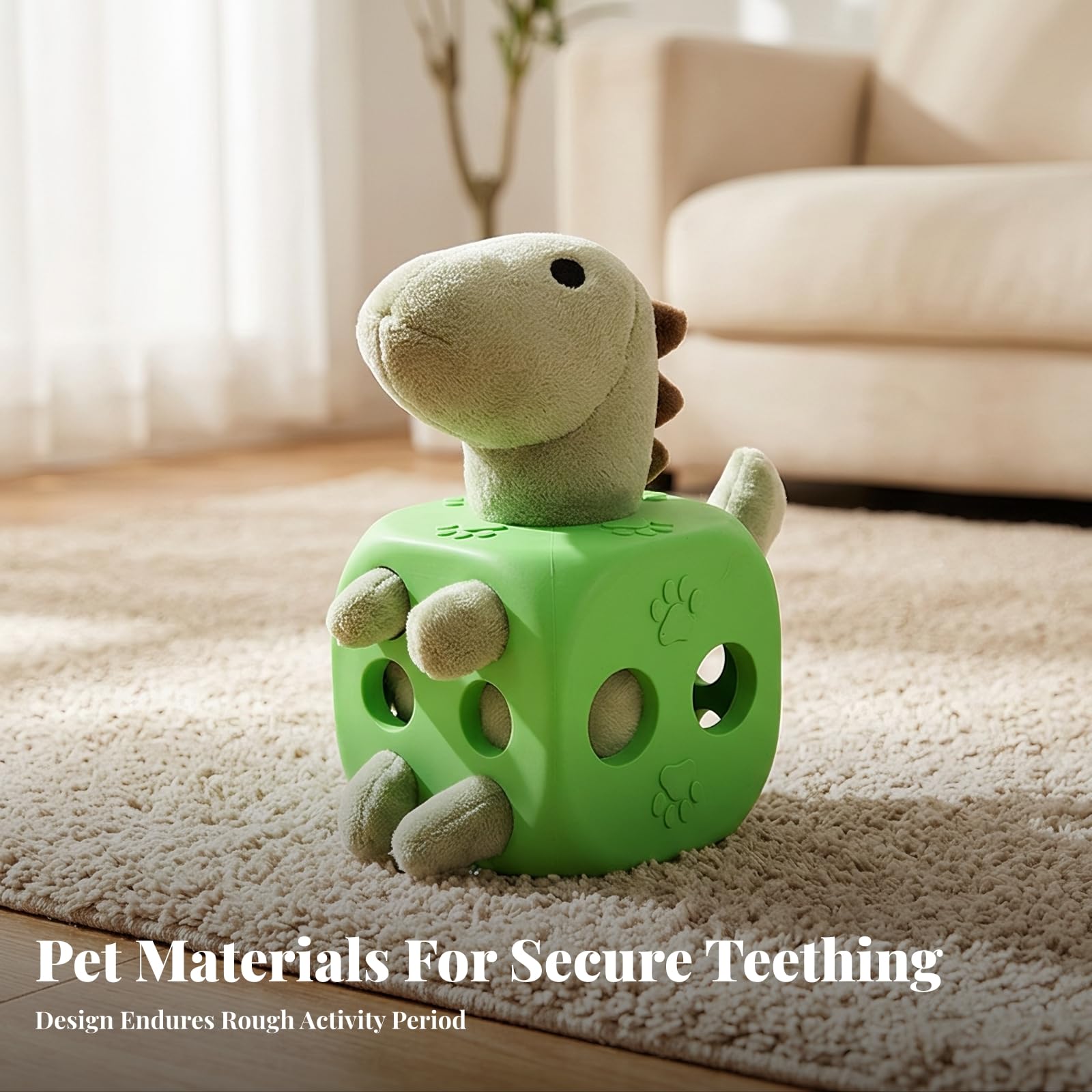 Gioco a Forma di Dinosauro Cigolante | Masticabile, Giocattolo di Peluche con Squeaker, Stimolante, Gioco per Cani con Squittio, Casa, Addestramento, Cuccioli