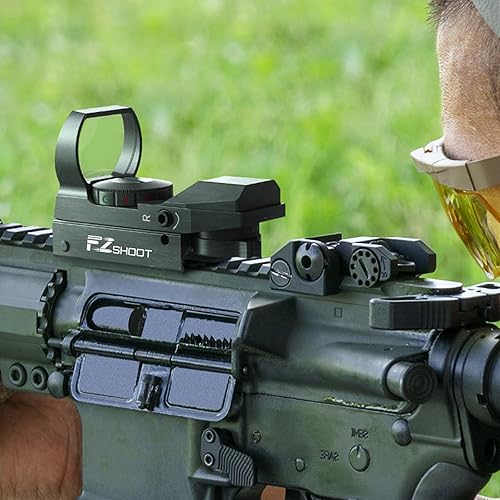 Miniatura 6 de EZshoot Mira de reflejo de mira de punto rojo y verde, 4 retículas ajustables holográficas ópticas con montaje en riel de 0.787in