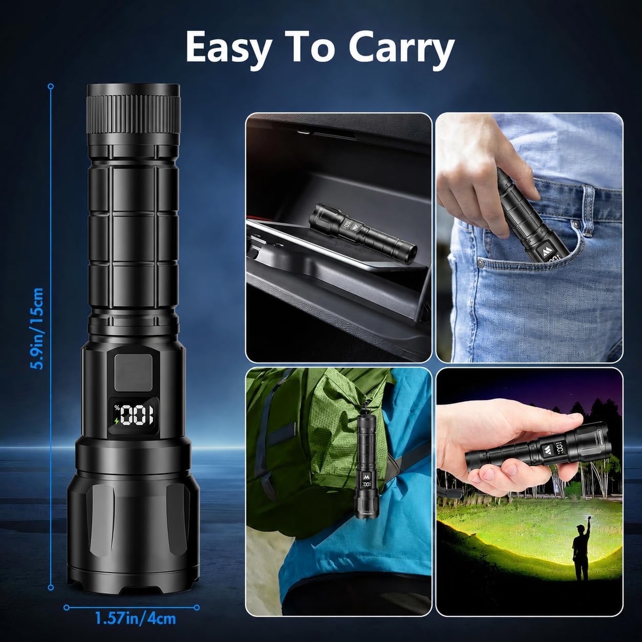 Rechargeable Flashlights High Lumens, LCD Display, 2 Pack image 5