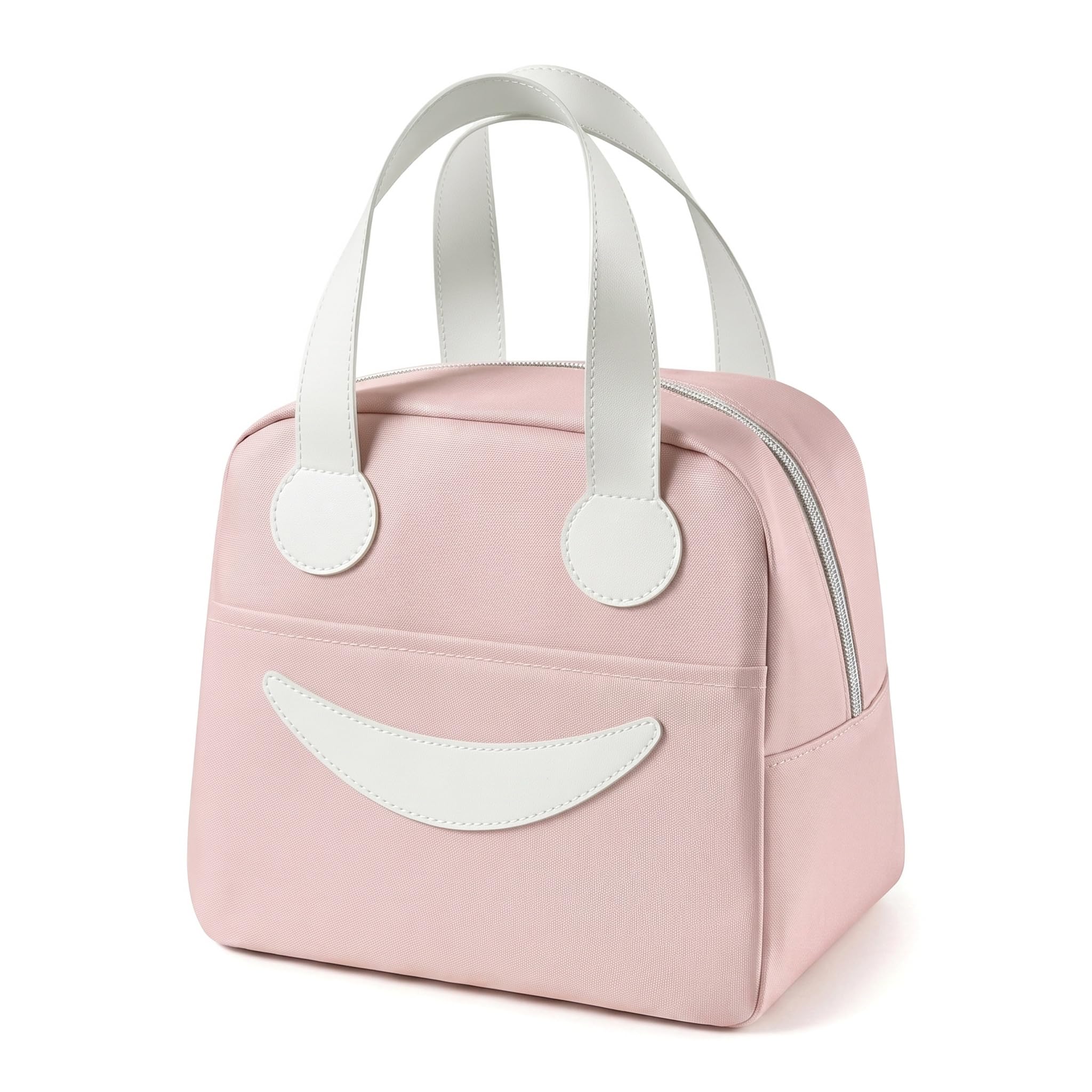 Lunch Bags for Women Men, Reusable Insulated Leakproof Lunch Box Tote Bag, Cool Bags for Kids Girls Adults, Pink Smile Cooler Tote for Work School Picnic Travel, Gifts for Teenage Girls Daughter