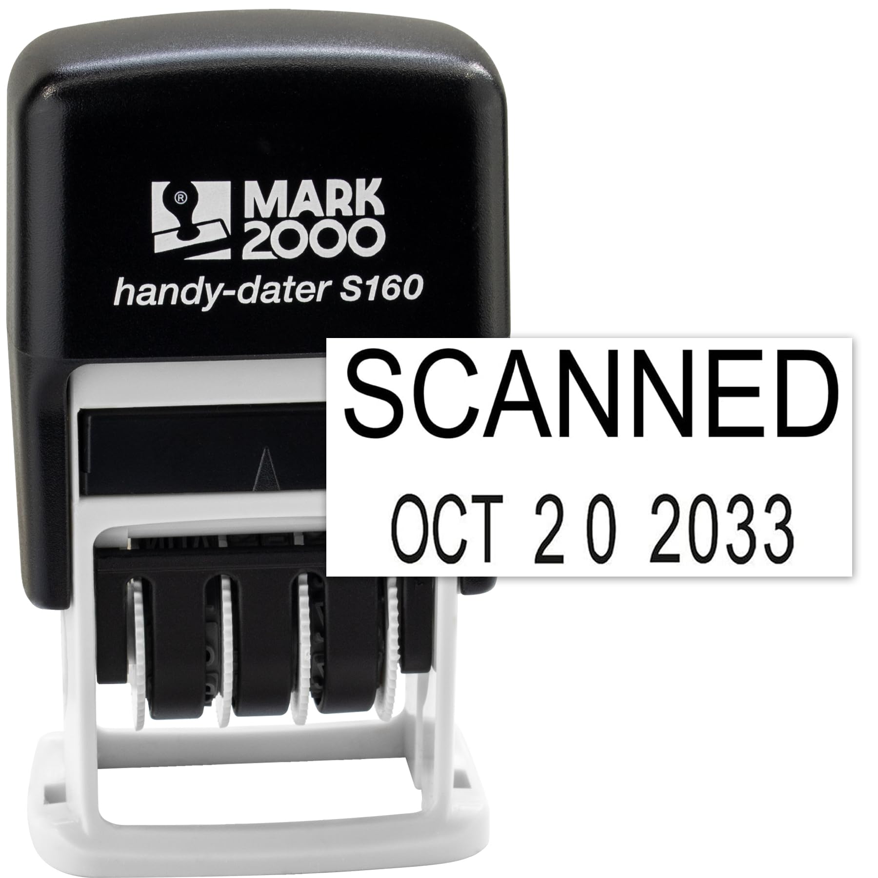 Mark 2000 Self-Inking Rubber Date Office Stamp with Scanned Phrase & Date - Black Ink (Handy-Dater S160), 12-Year Band