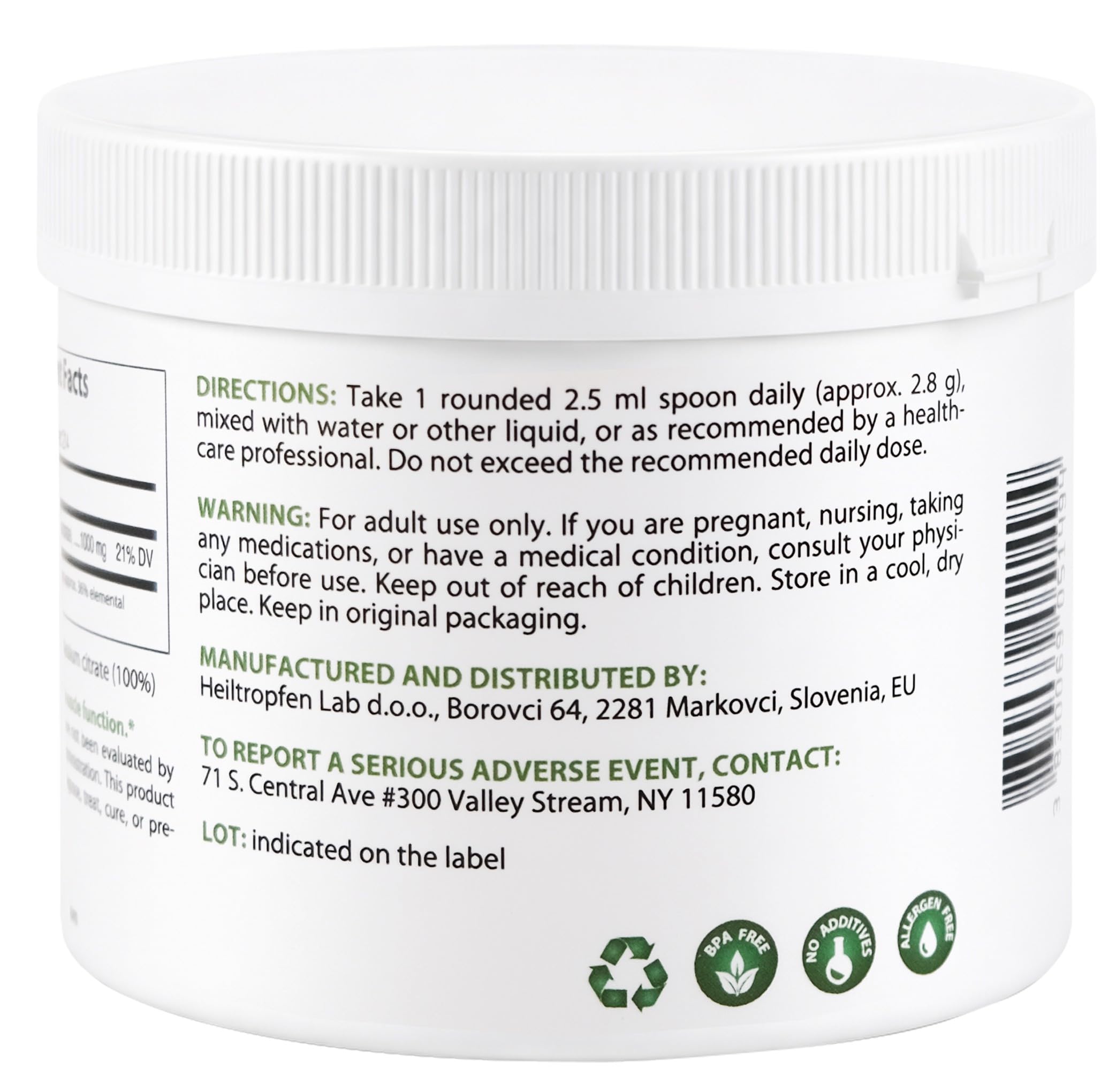 Potassio Citrato in Polvere 600g | 100% Puro | Senza Aroma | Ingrediente Singolo | Senza Capsule | Integratore Alimentare