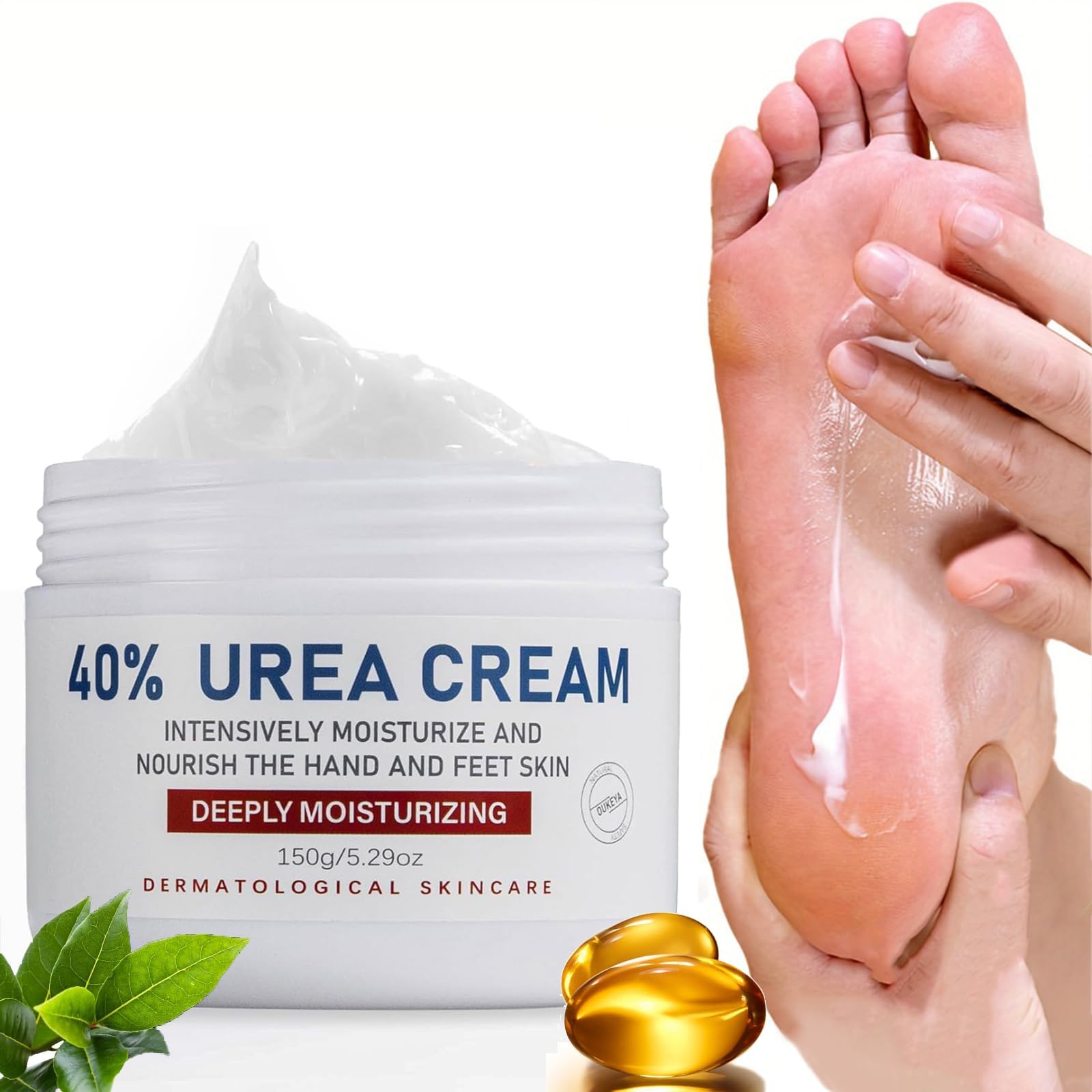 Urea Cream 40 Percent for Feet Urea Cream, Urea Foot, Foot Cream, Foot Cream with Hyaluronic Acid for Feet Hands, Heels