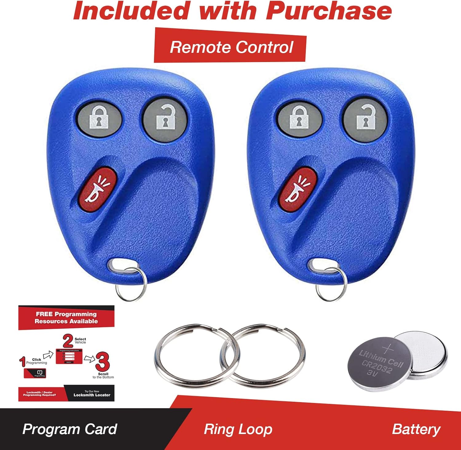 KeylessOption Keyless Entry Remote Control Car Key Fob Replacement for LHJ011 -Blue (Pack of 2)