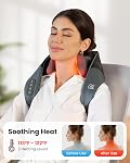 CILI Massager de cou sans fil avec chaleur, 4D Shiatsu Dos d'épaule Tissu profond, Oreiller de masseur de dos encolure, Tête de massage plus large & Plus d'espace de chauffage, cadeau pour papa maman