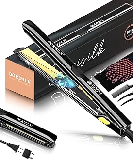 DORISILK 500 Degree Vibrating Professional Hair Styler: 30s Fast Heating Ceramic Flat Iron, 2-in-1 Straightener and Curler, Plasma Ionic for Frizz-Free Hairstyling (500FV)