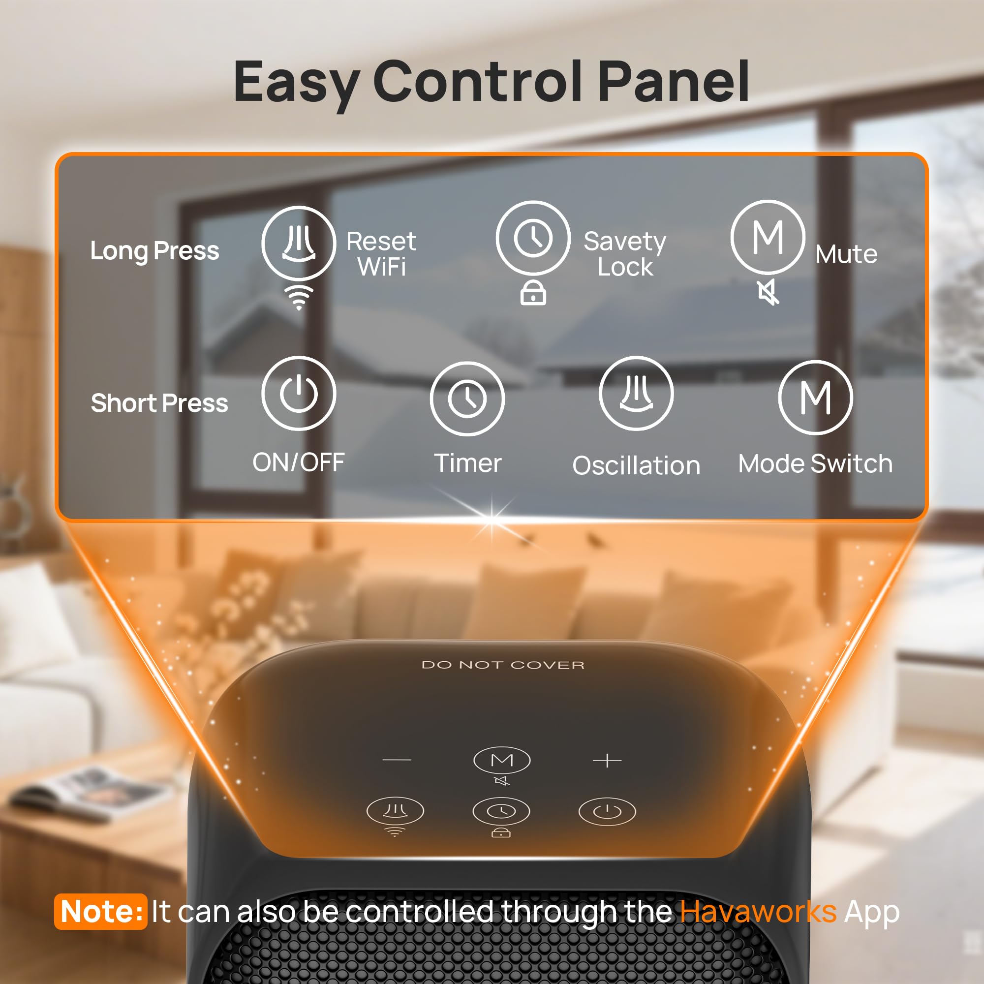 FLANUR Stufetta Elettrica Basso Consumo 1500W, Radiatore Portatile Ceramico PTC con Oscillazione 70°, Timer 12H, Termostato, Protezione e Controllo Intelligente (Alexa/Google), 1 pack+4 Modalità