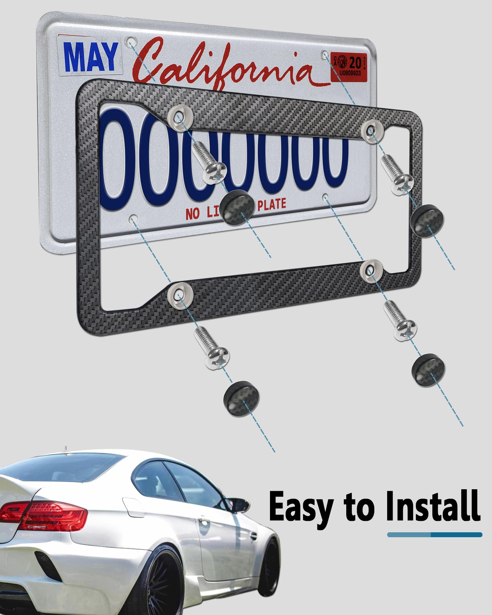 poara✩.*˚ ZXFOOG Carbon Fiber License Plate Frames- 2 Pack Black Aluminum