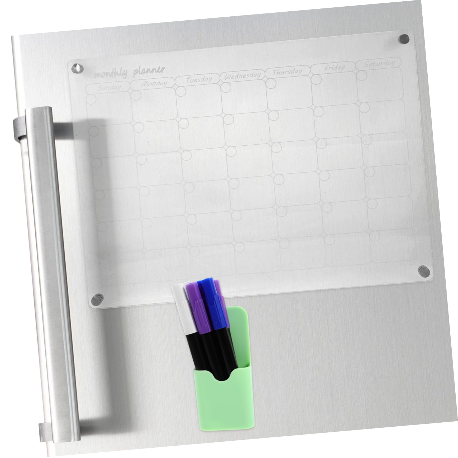 TEHAUX Calendario de Borrado Seco Transparente Magnético para Planificar Comidas Semanales el Refrigerador Pizarra para Organizar Cenas Mensuales