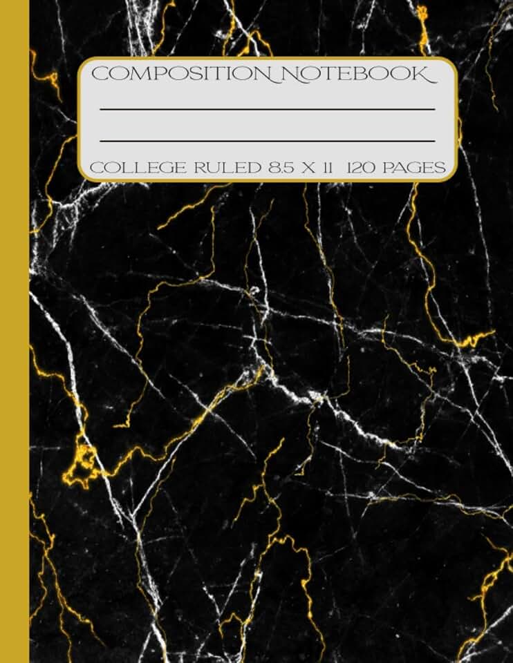 Marbled Composition Notebook: Gold Black Marble Composition Notebook Journal For Students and Teachers | College Ruled Paper | Subject Book 8.5 x 11 ... Professional Notebooks For Work, Education,