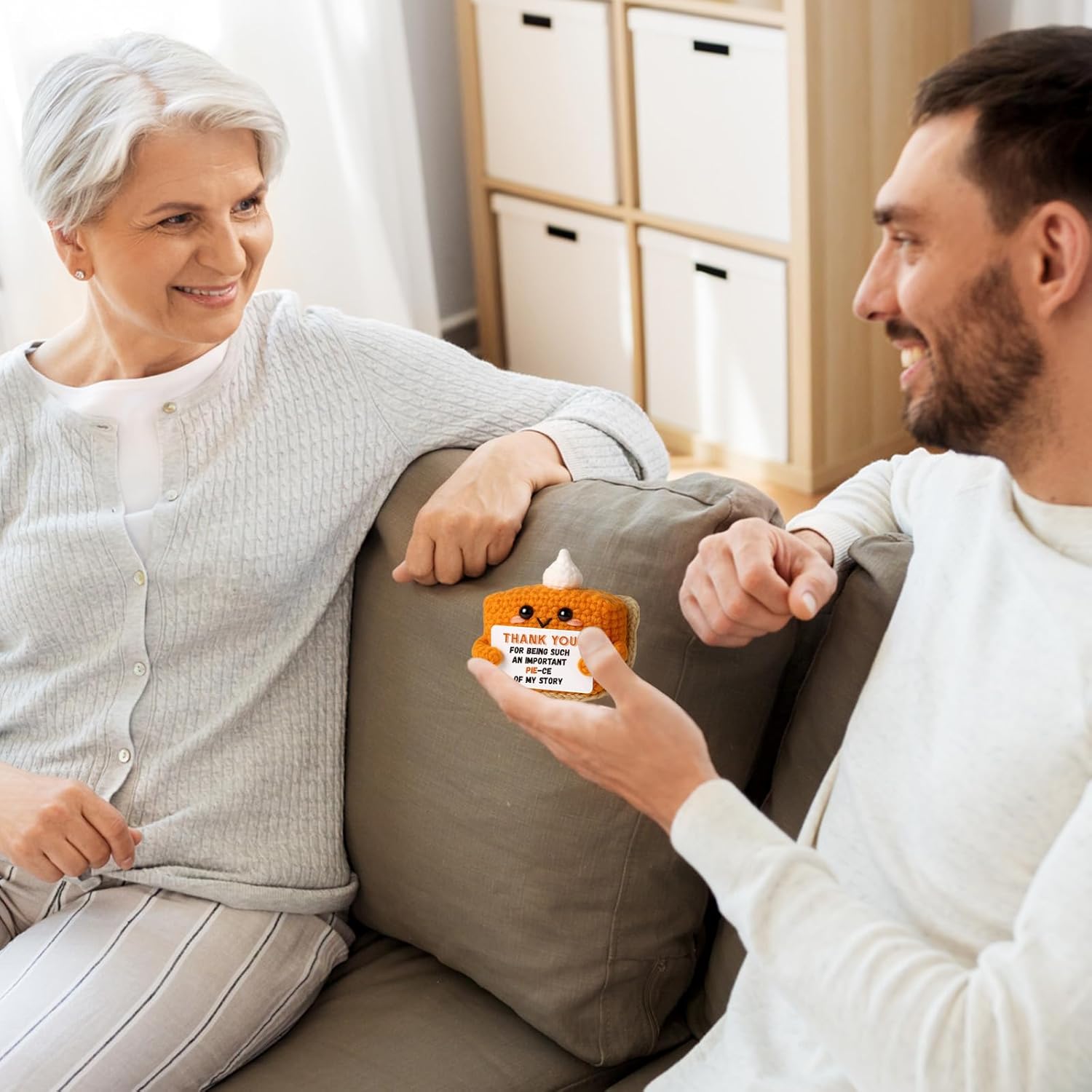 Thank You Gifts for Women, Mini Crochet Pumpkin Pie Plush Birthday Gifts for Female Men Friends，Halloween Thanksgiving Christmas Stocking Stuffer Emotional Small Cute Decorations - Image 5