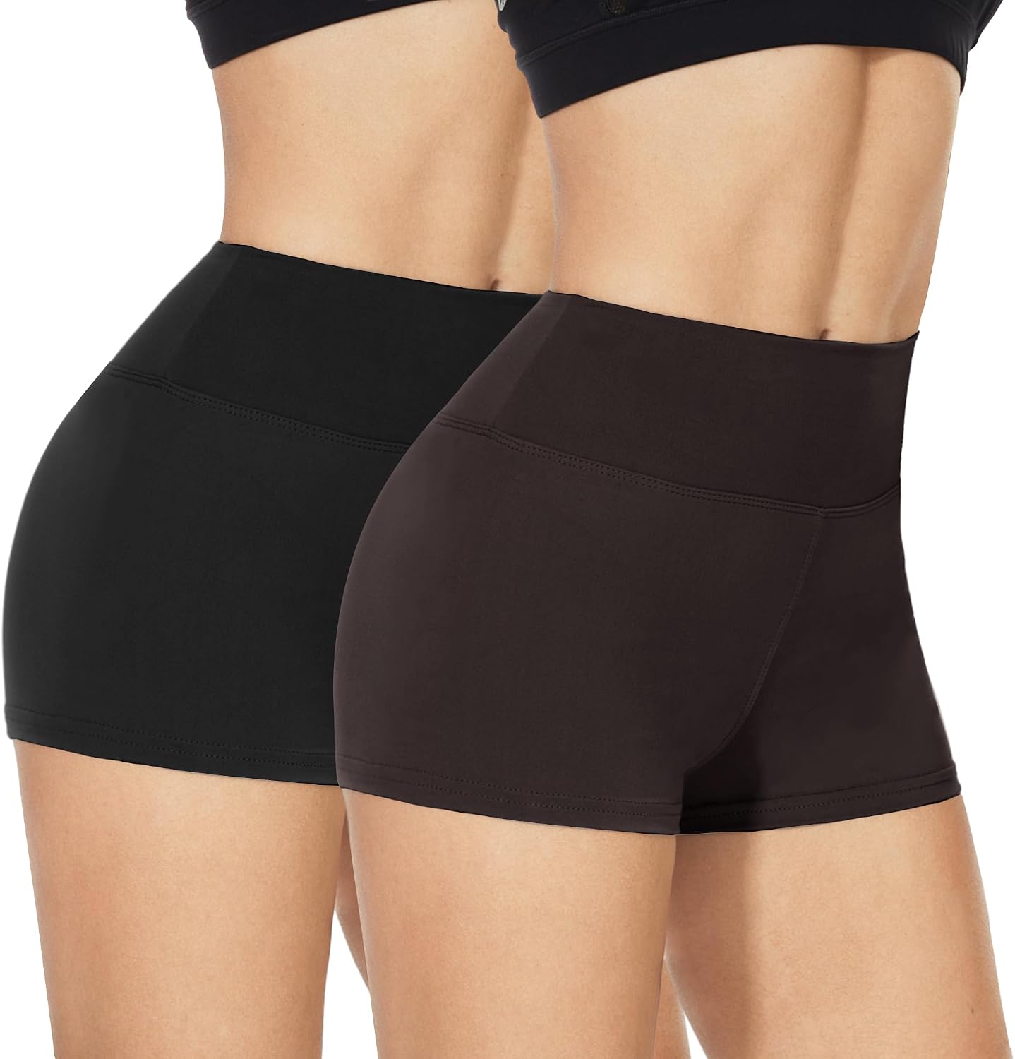 NexiEpoch 2 Pack Biker Shorts for Women - 3"/5"/8" Booty Volleyball High Waisted Black Spandex Shorts for Yoga Dance Workout