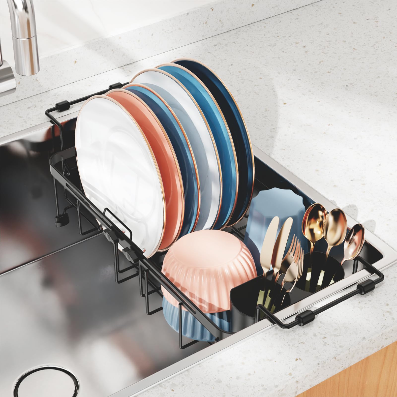 Photo 1 of iSPECLE Expandable Dish Drying Rack - Black, 9.1" W for Small Sinks