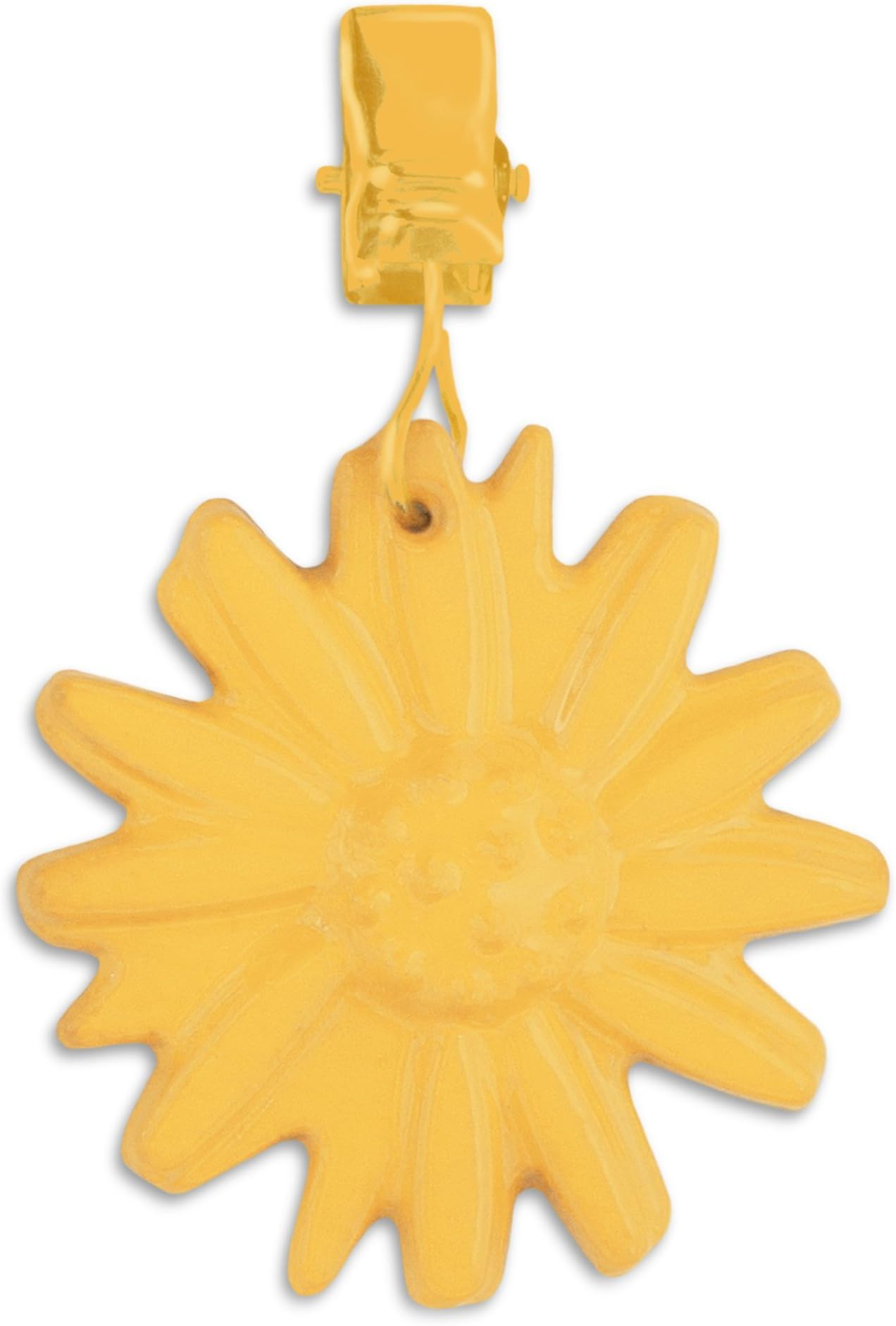 b. Boutique Set of 4 Tablecloth Clips - Daisy or Pineapple Tablecloth Weights for Outdoor Tablecloths with Iron with Spray Coating 1.5 High (Multiple Colors) (Daisy, Yellow)