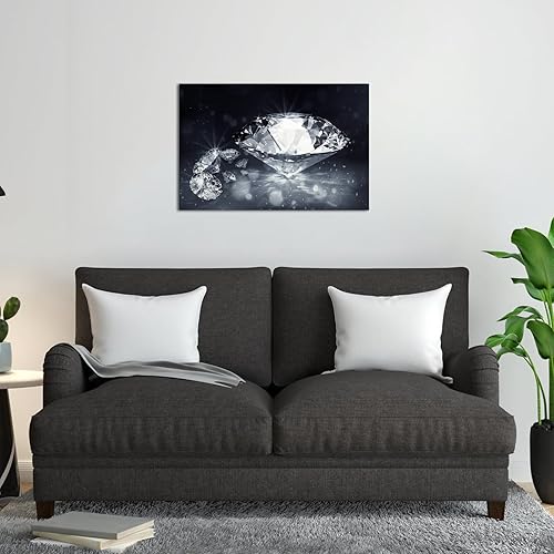 Miniatura 2 de Biuteawal Arte de pared de diamantes en blanco y negro con impresión de diamantes brillantes, pintura de moda, obra de arte moderna, decoración del