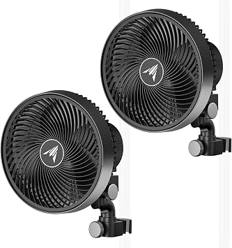 AC Infinity CLOUDRAY S9 2-Pack, Grow Tent Clip Fan 9 with Redesigned Long-Life EC Motor, Custom 10 Dynamic Wind Speeds and 10-Level Oscillation, for Hydroponics Circulation Cooling, 2-Count