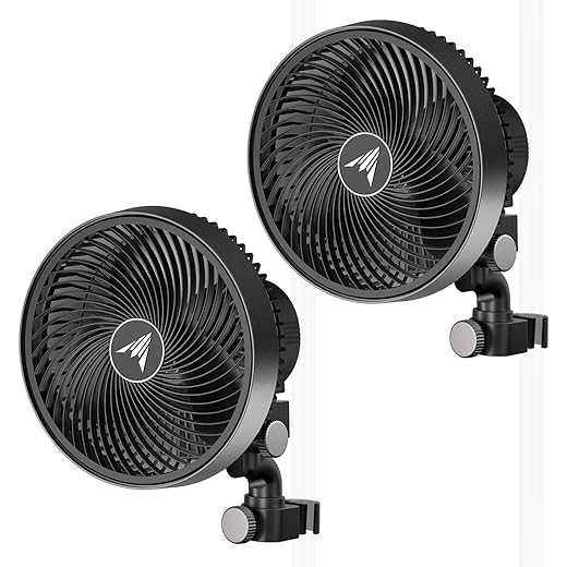 AC Infinity CLOUDRAY S9 2-Pack, Grow Tent Clip Fan 9” with Redesigned Long-Life EC Motor, Custom 10 Dynamic Wind Speeds and 10-Level Oscillation, for Hydroponics Circulation Cooling, 2-Count