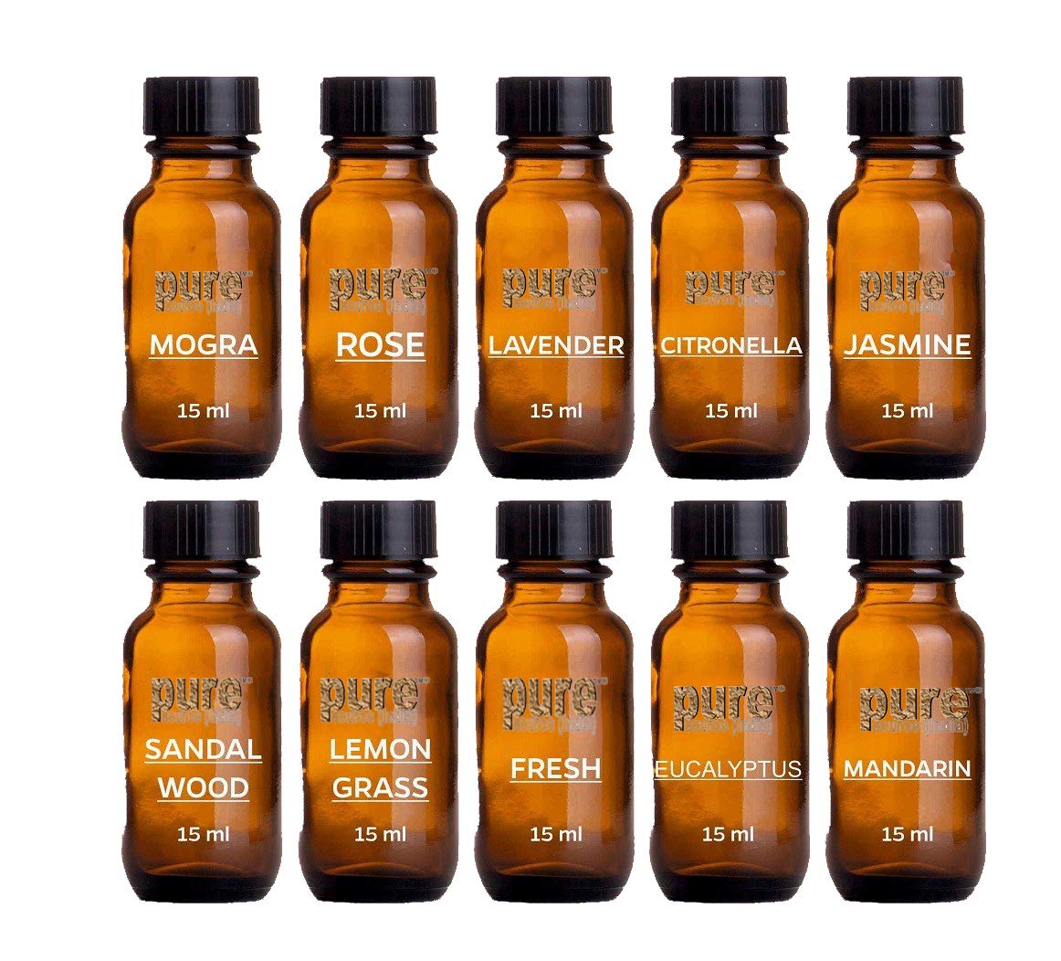 Pure Source India Aroma Diffuser Oil (Lavender, Jasmine, Citronella, Lemongrass, Rose, Sandalwood, Fresh, Eucalyptus,Mandarin and Mogra), 15ml Each, Multicolour - 10 In One Pack (B07TDJBYFT) Amazon Price History, Amazon Price Tracker