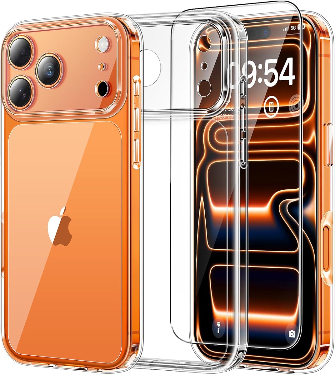 Funda TAURI para iPhone 17 Pro, con protector de pantalla, transparente | Protección completa de la cámara, protección de grado militar antiamarilleamiento, funda delgada para teléfono a prueba de golpes para iPhone 17 Pro