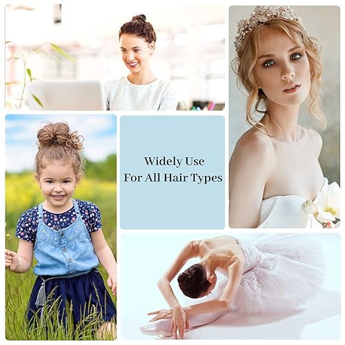 Miniatura 6 de Juego de 300 horquillas en forma de U para mujeres, niños y niñas 2.8 pulgadas, 2.4 pulgadas, 2 pulgadas con caja de almacenamiento, 2 lazos gruesos