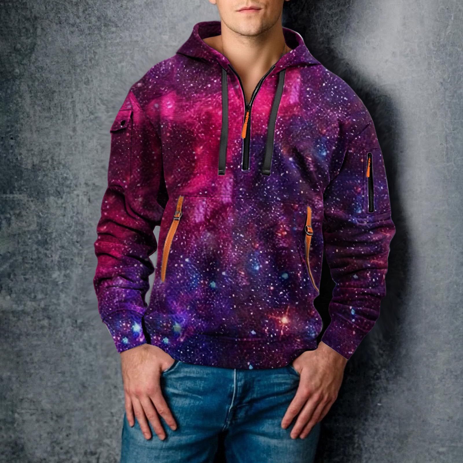 Sudaderas con Capucha Corta Sudadera Y Cremallera De Un para Hombre, Estilo Casual Deportivo, Bolsillos. Tallas S A 5XL. Boxeo Hombre (Hot Pink, M) Oversized Gym Mangas Proteccion Solar
