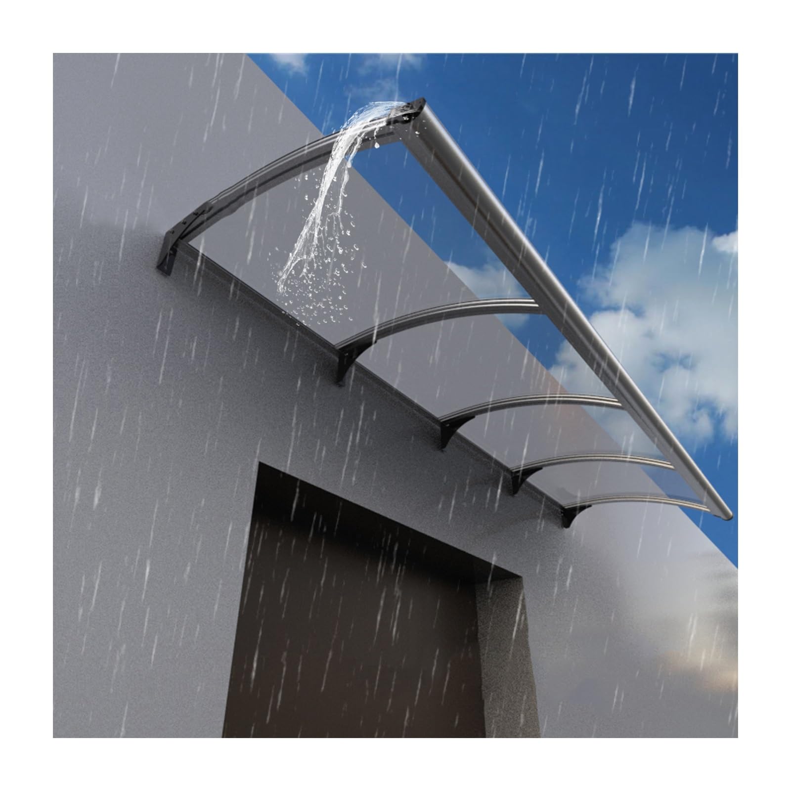 GJZQDKX Outdoor Aluminum and Polycarbonate Door Canopy UV Protection Awning for Entrance Versatile Roof Overhang Garden Shelter (100x80cm/39x32in)