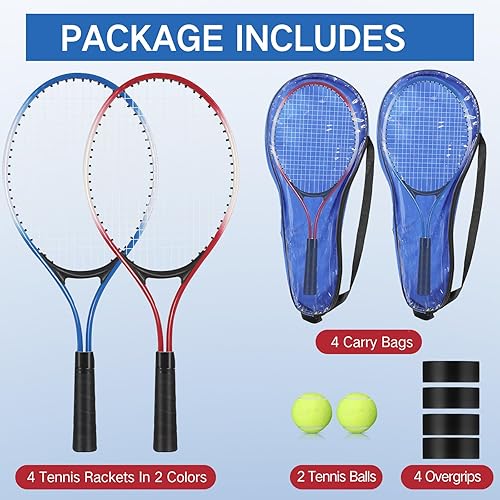 Miniatura 2 de Tennis Rackets Recreational 21 Inch Lightweight Tennis Racket with Balls for Training Beginners with Overgrips Carry Bag