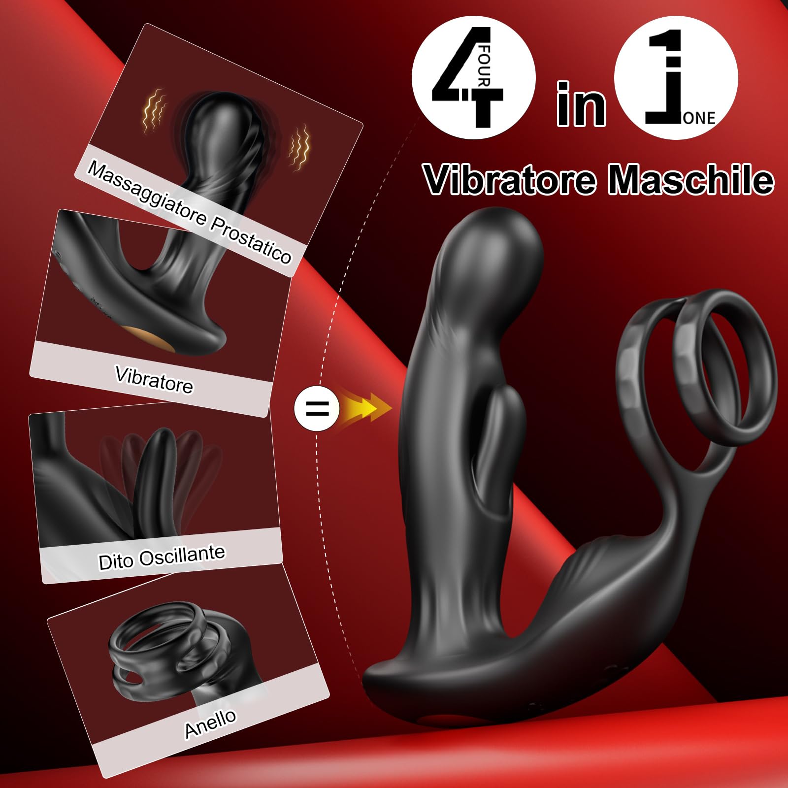 Vibratore Anale Sex Toy Uomo - Vibratore con APP Telecomando, Massaggiatore Prostatico Vibratore per Uomo con 10 Modalità di Vibrazione e 10 Modalità di Oscillazione, Toys Sessuali per Uomini