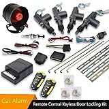 Riloer Car Remote Central Locking Kit, Universal 4 Doors Keyless Entry System + Anti-Theft Alarm Immobiliser, All in one kit
