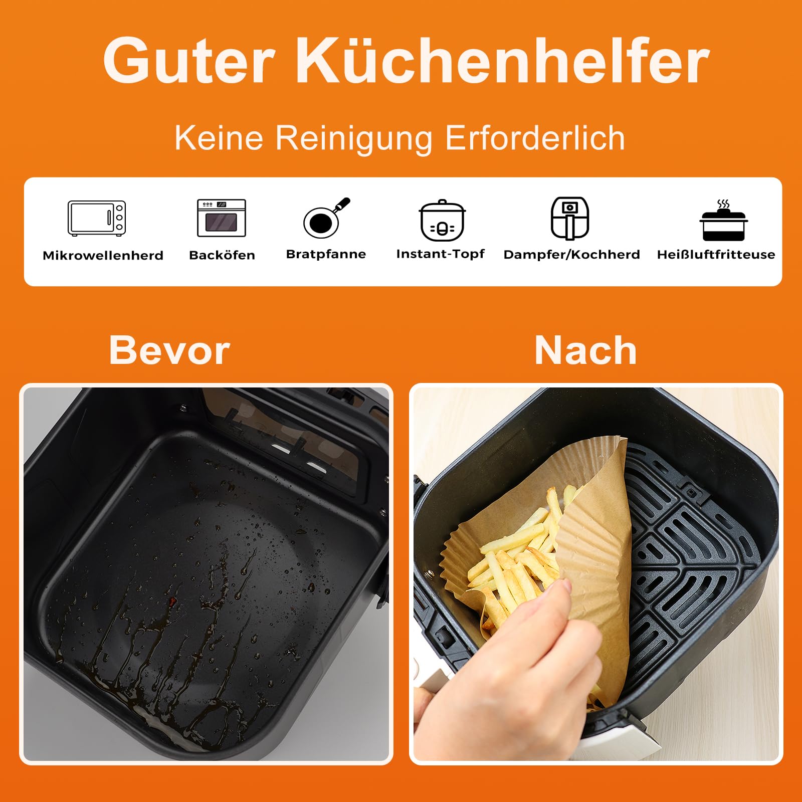 120 Fodere Per Friggitrice Ad Aria | Carta Pergamena Antiaderente | Compatibile Con COSORI, Philips, Tefal, Ninja - Foto 2