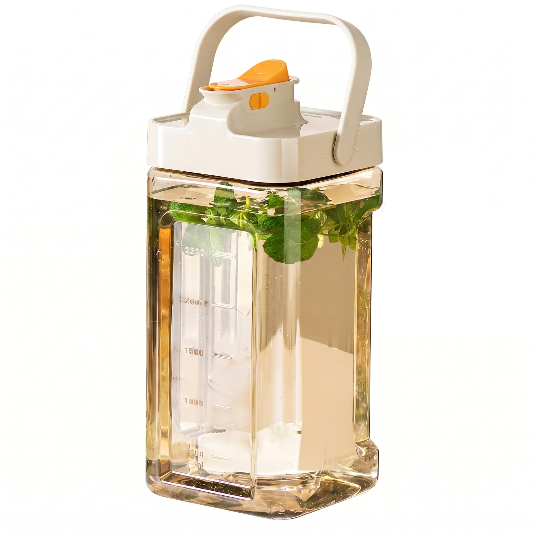 Hotainoys Fridge Water Dispenser, 3.5l Large Capacity Plastic Drink Dispenser with Spigot & Handle Leak-Proof Portable Water Jug for Home/Office/Camping, White