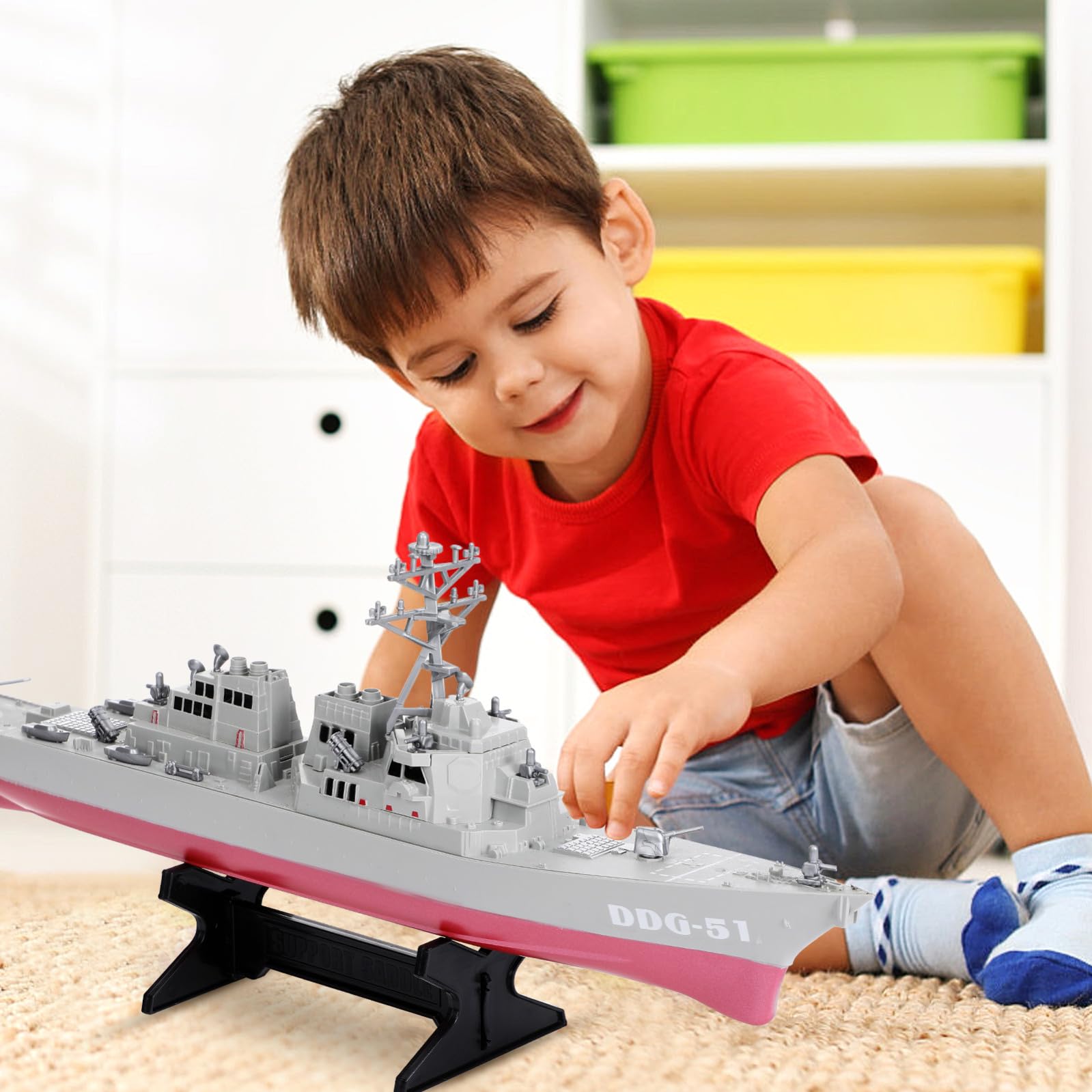 NOLITOY Maquette Bateau de Guerre en Plastique Blanc Modèle Navire Militaire pour Décoration de Chambre et Cadeau d'anniversaire Garçon