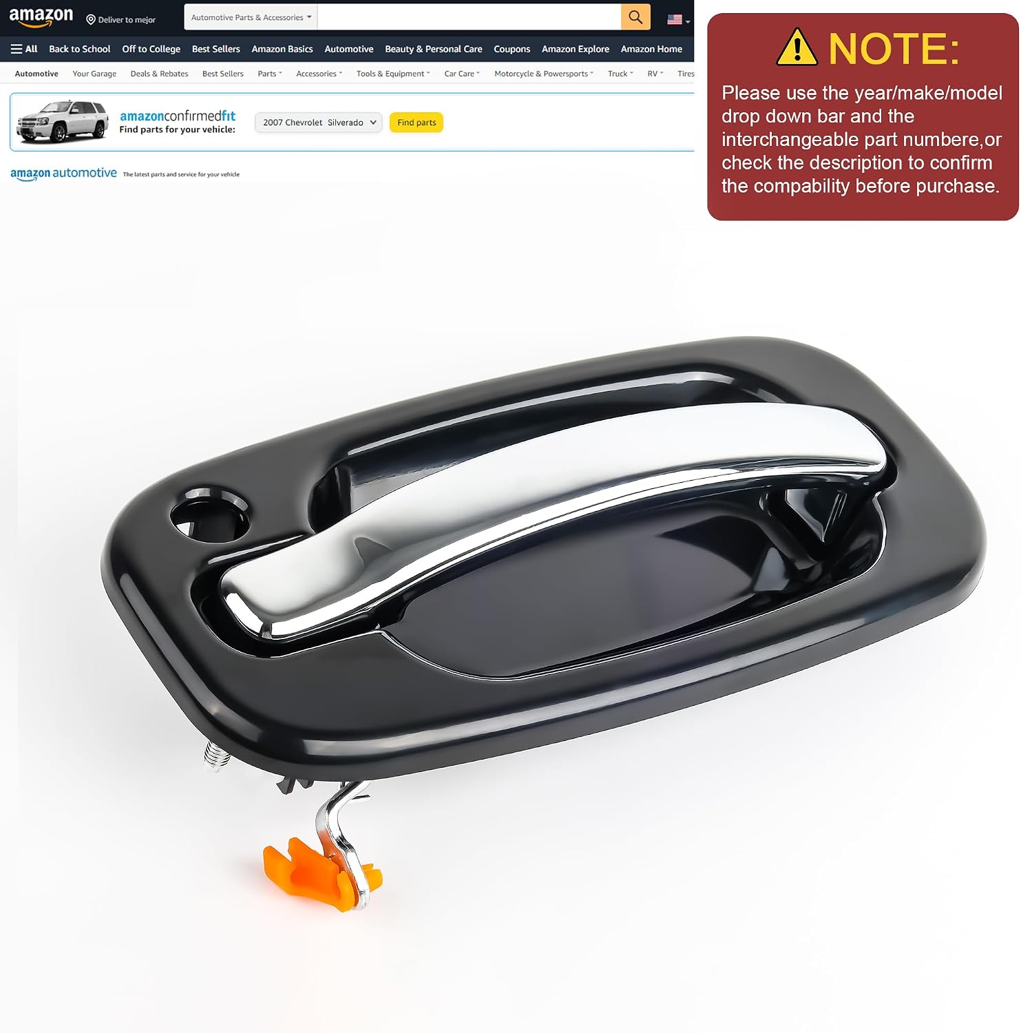 Exterior Outside Door Handle Front Left Driver Side Fits for 1999-2007 Chevrolet Silverado, Cadillac Escalade, Suburban, Tahoe, Avalanche, GMC Yukon Sierra, Replaces 15745149 15034985