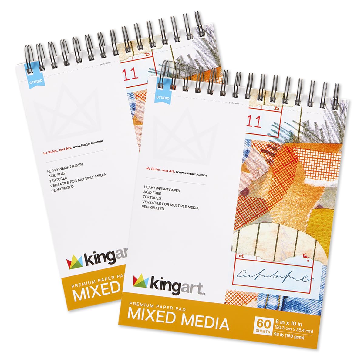 Amazon.com: KINGART Mixed Media Sketchbooks, 2-Pack, 8×10″, 60