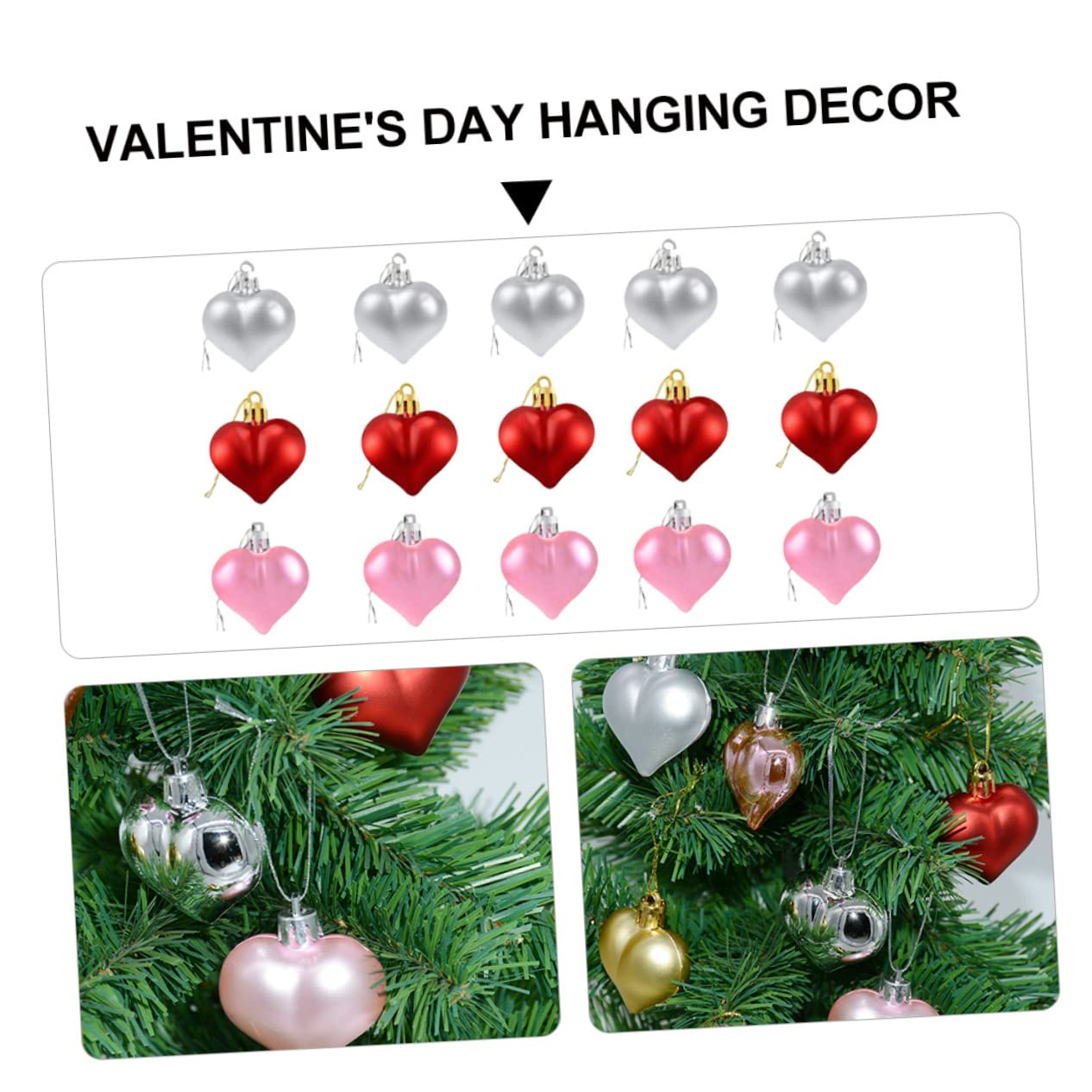 ULTECHNOVO 108stücke Herzförmige Hängende Weihnachtskugeln Für Valentinstag Hochzeiten Leichte Wiederverwendbare Dekoration Für Partys Und Festlichkeiten