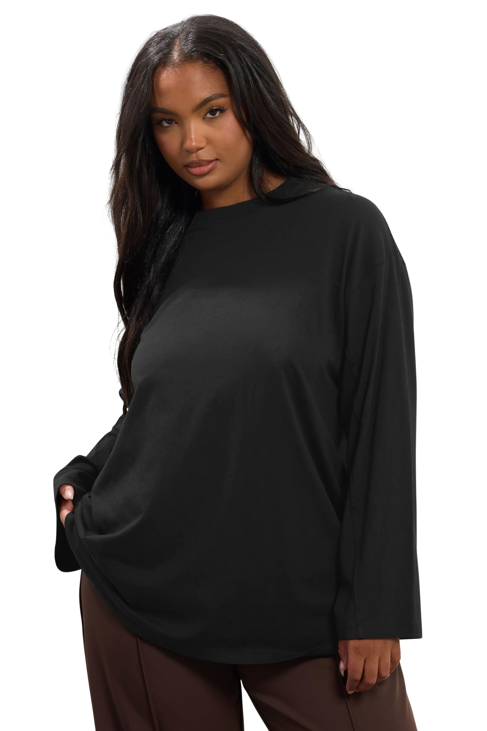 Yours Women's Black Curve Seam Detail Skater Top - Plus Size Curve