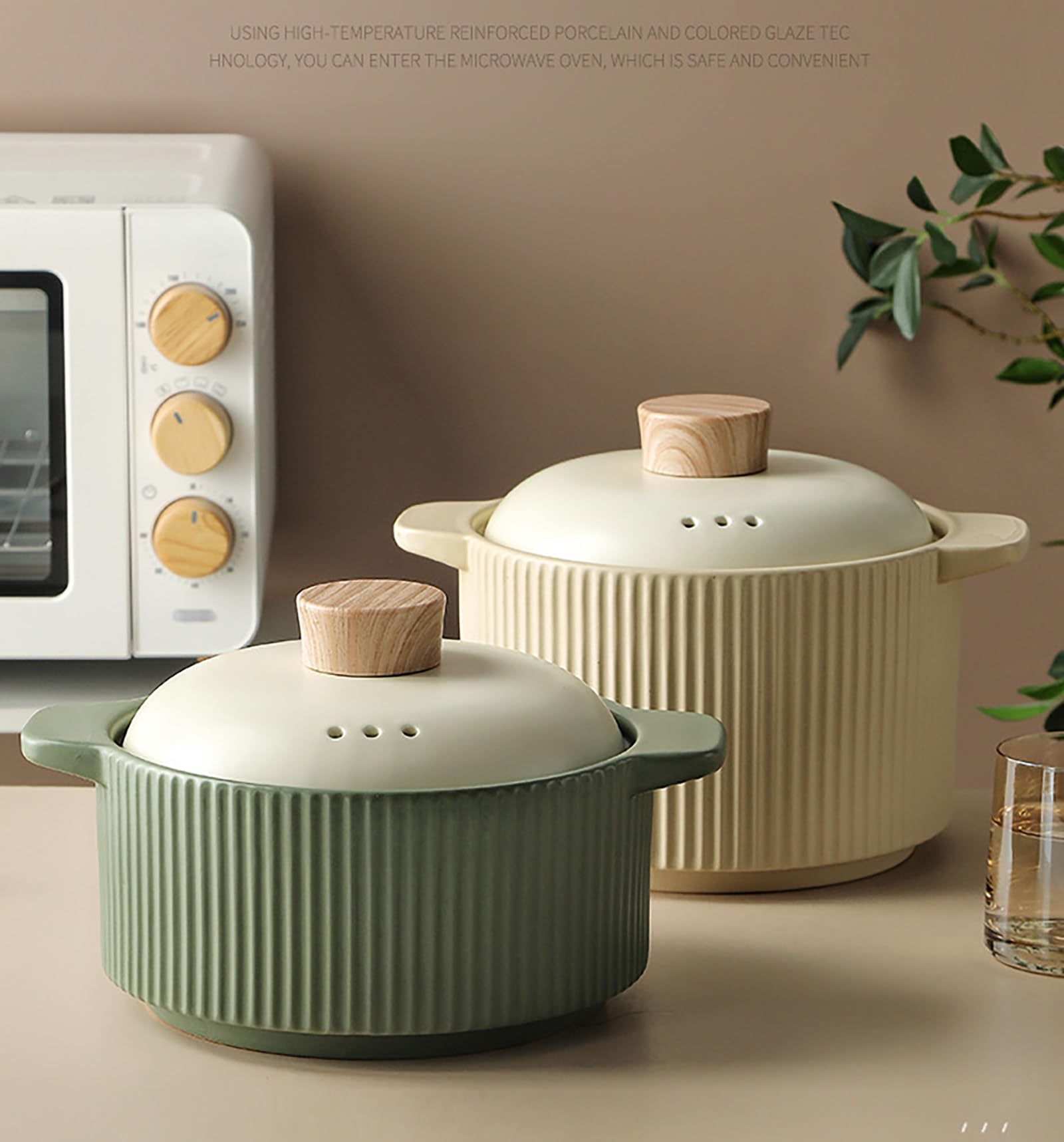 z pokrywką, porcelanowy garnek do gulaszu(Green,1.6L)