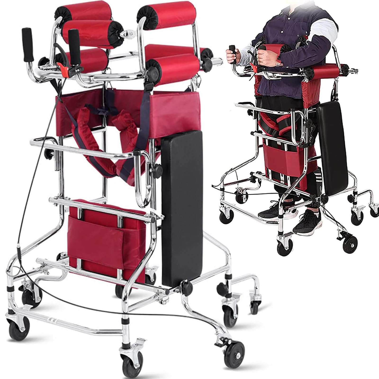 SXSLTSA Rehabilitation Rollator Walker with Handbrake Training Aids for Mobility Support and Standing Practice