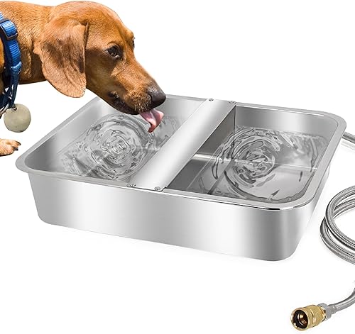 Dispensador automático de agua para perros, canal de agua para ganado, 4 galones, alimentador de agua de acero inoxidable de gran tamaño para