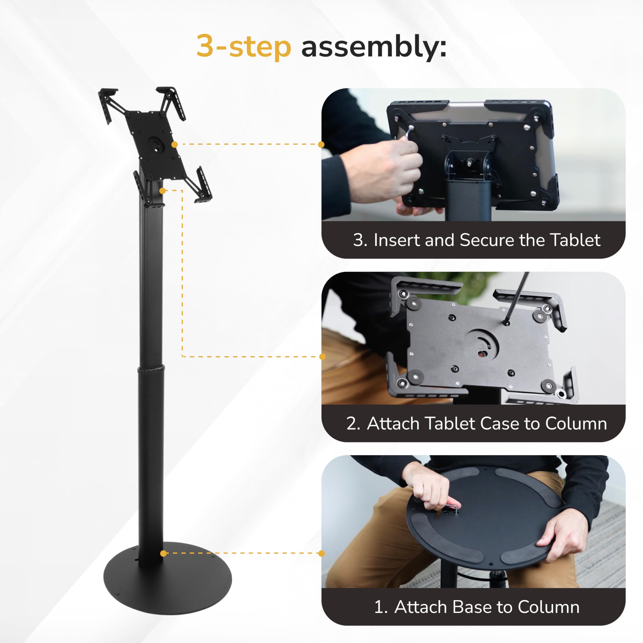 Mount-It! Uniwersalny stojak na tablet antykradzieżowy, pasuje do iPada Pro, Galaxy Tab, Surface Pro 9,7-13-calowych tabletów | Regulowany stojak podłogowy z bezpieczną blokadą do użytku detalicznego,