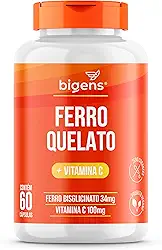 Ferro Quelato + Vitamina C Vegano, 60 Cápsulas Transparentes, Bigens