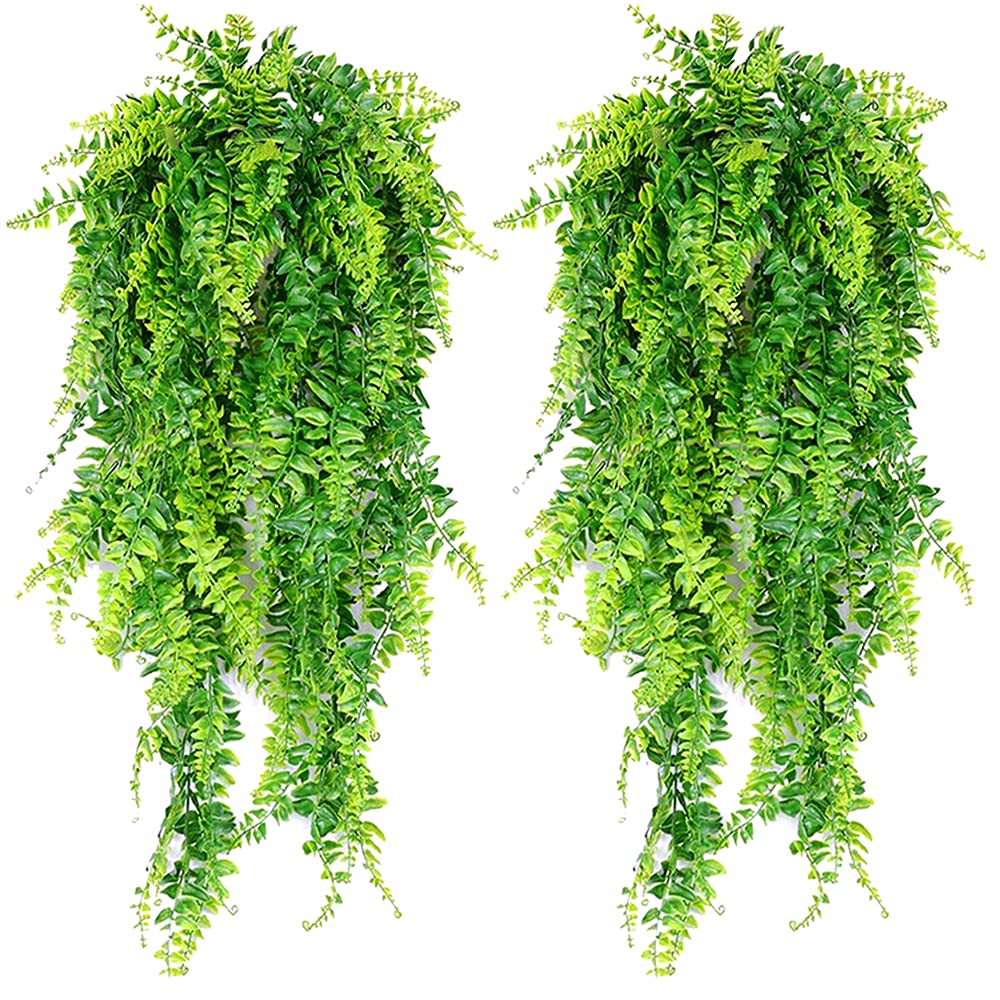 Sdfsd 2 Pack Artificial Hanging Plants, Artificial Trailing Plants, Fake Leaves Wall Decoration For Indoor Outdoor, Wedding Balcony Courtyard Basket Hanging