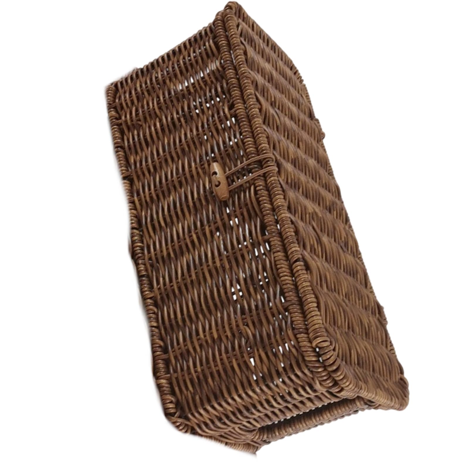 LSTTBO Portable Rattan Storage Box with Flipping Cover Ideal for Household Use Interlaced Polyethylene Organizing Bin