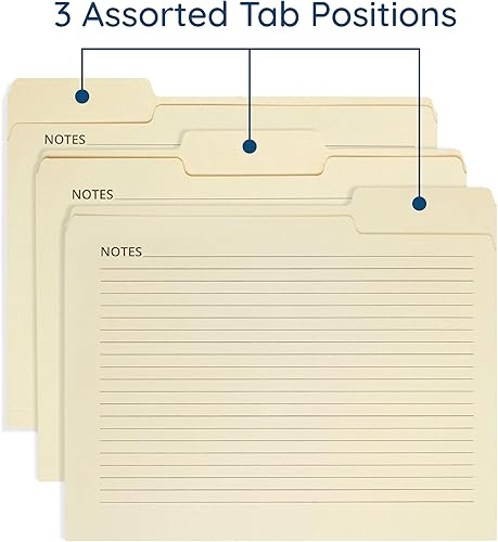 Miniatura 5 de 25 carpetas Blue Summit Supplies Manilla, 8.5 x 11 pulgadas, tamaño carta, pestaña de corte de 13, con notas, ideal para organizar y almacenar