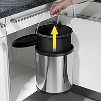 Vista 10 de Hailo Compact-Box M - Bote de basura de 4 galones, elevador de tapa, pequeño cubo de cocina, acero inoxidable