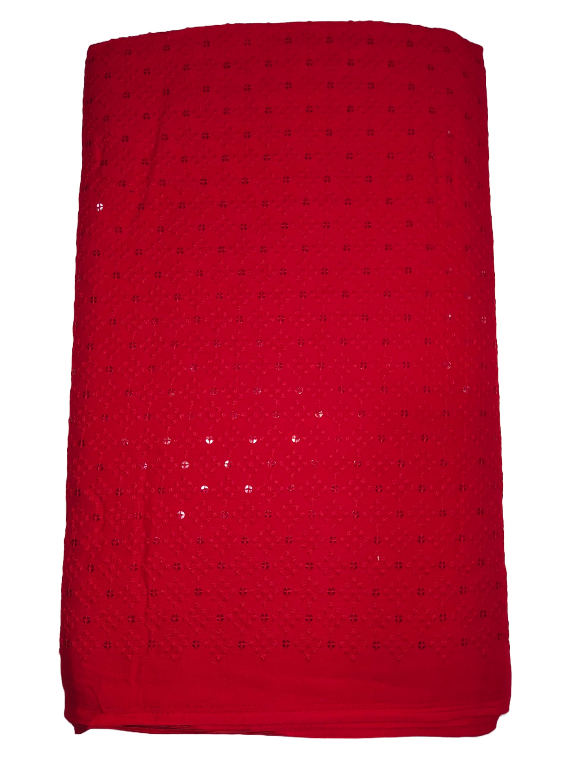 Cotton Embroidered Blouse material Red color Sequin Work, Self Design Pattern-image-37
