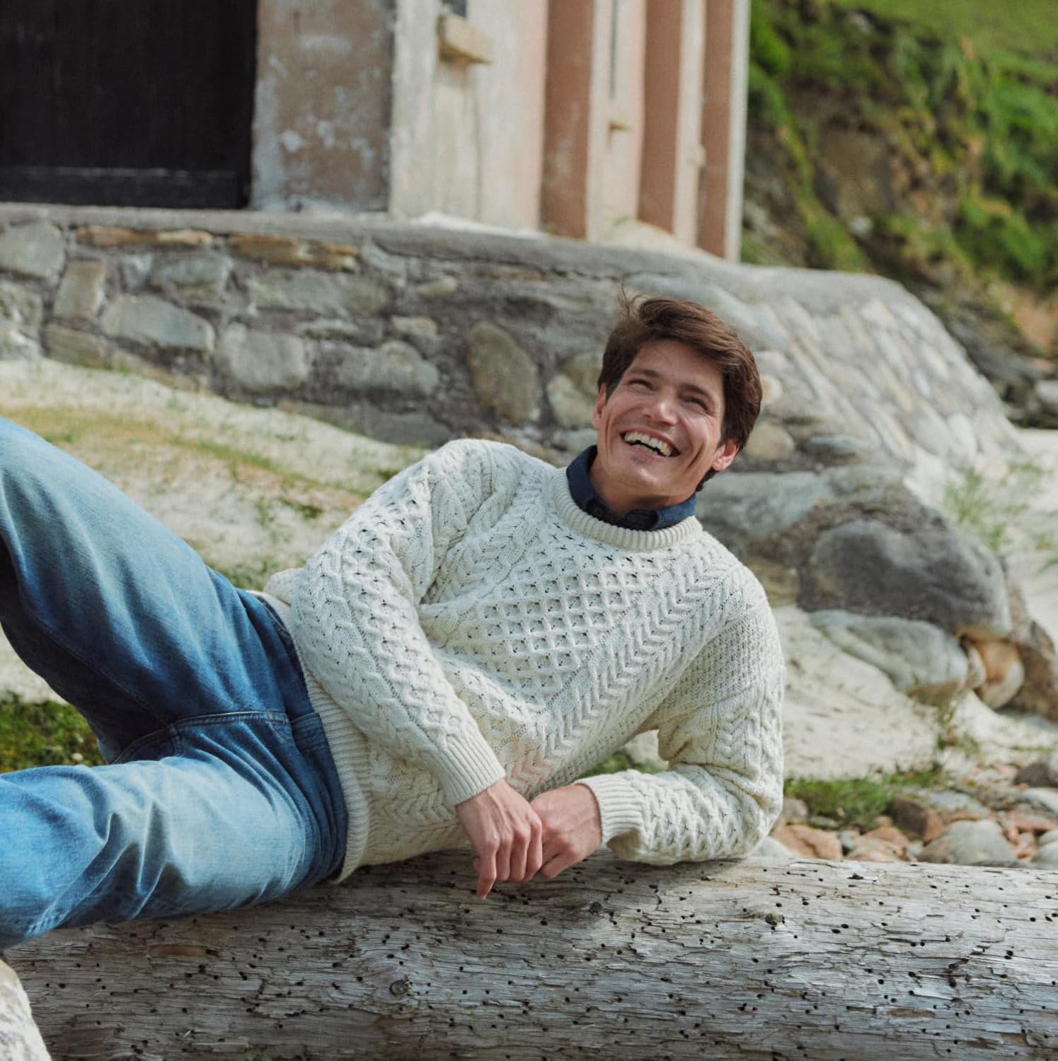 Aran Woollen Mills Inisheer Men’s Irish Cable Crew Neck Knit Sweater – 100% Merino Wool - Image 5