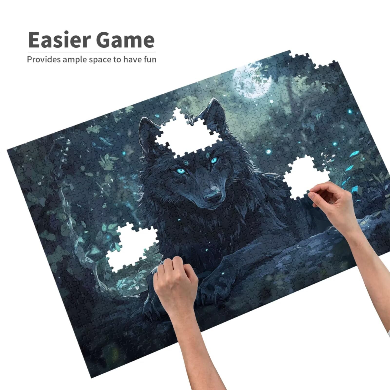 Puzzle Wolf Puzzle 1500 Teile Wald Puzzles Erwachsene mit Geschenkbox, DIY Groß Holzpuzzle für Erwachsene,Geschicklichkeitsspiel für Die Ganze Familie Geschenke für Frauen,Puzzlegröße 87 x 57 cm -784y